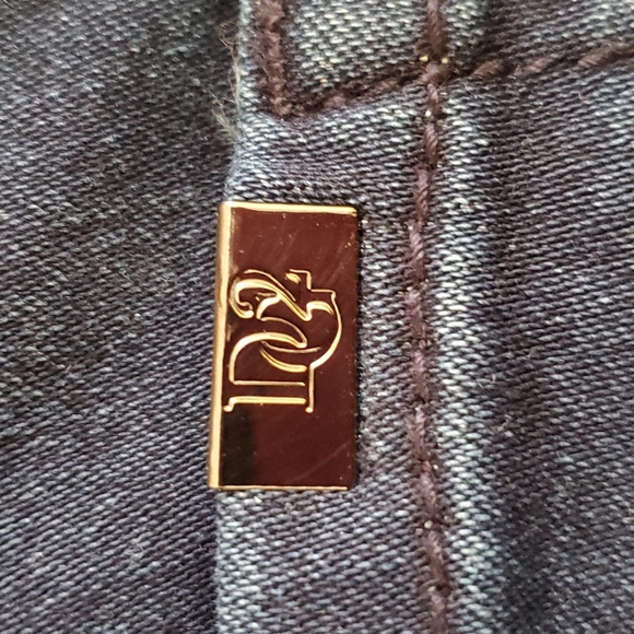 DG2 By Diane Gilman  Skinny Embroided Sequence Stretch Dark Blue Denim Jeans. - Picture 9 of 9